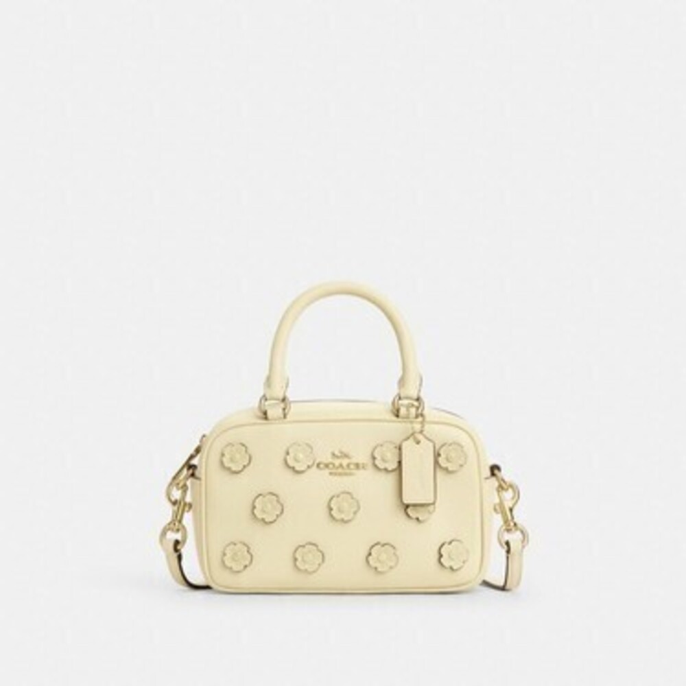 Satchel Crossbody Bag With Floral Applique